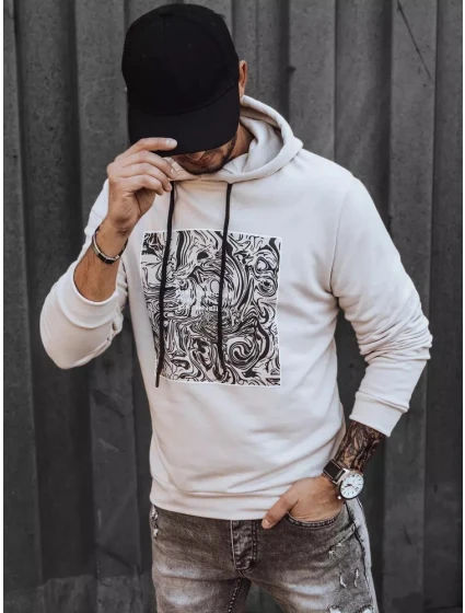 Pánska mikina FashionStreet ecru BX5469 Pánska mikina FashionStreet ecru BX5469