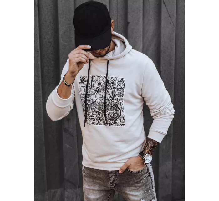 Pánska mikina FashionStreet ecru BX5469 Pánska mikina FashionStreet ecru BX5469