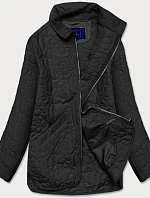 Tenká čierna dámska bunda s ozdobným prešívaním (JIN226)