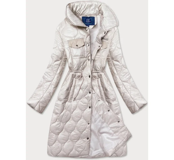 Svetlo béžová dámska prešívaná bunda so stojačikom (AG8-001)