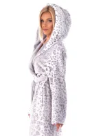 Dámsky župan 3956 irbis s kapucňou so vzorom - Vestis Dámsky župan 3956 irbis s kapucňou so vzorom - Vestis