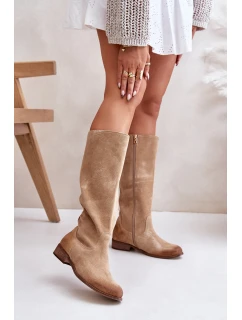 Semišové Kozačky Do  Na Zip Bežové Lewski model 21672644 - Zazoo