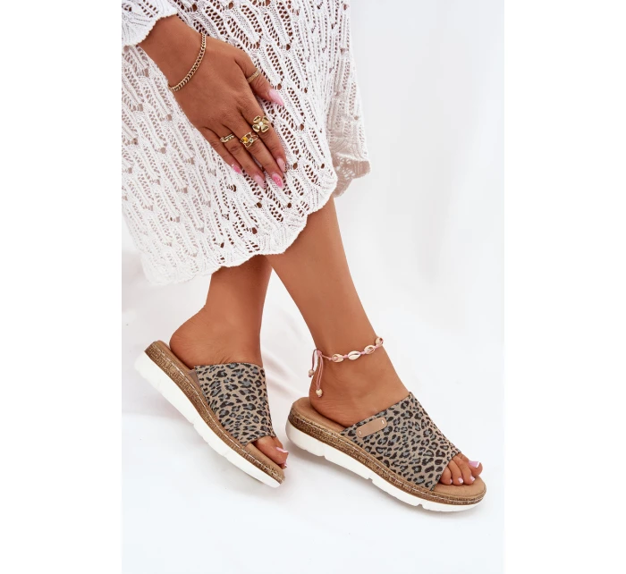 Klapki Damskie Na Koturnie Panterka Norozi