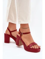 Eko Skórzane Sandały Na Słupku Bordowe Lillita Eko Skórzane Sandały Na Słupku Bordowe Lillita
