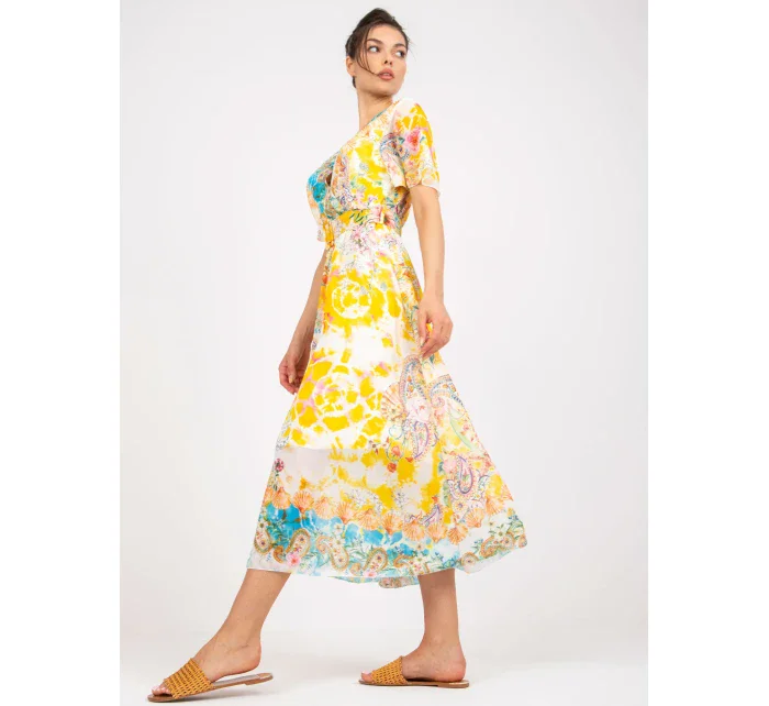 Šaty DHJ SK 15967 1.01P biela a žltá