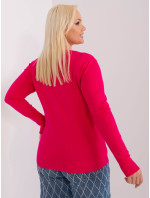 Fuksiový jednoduchý sveter vo väčšej veľkosti s dlhými rukávmi