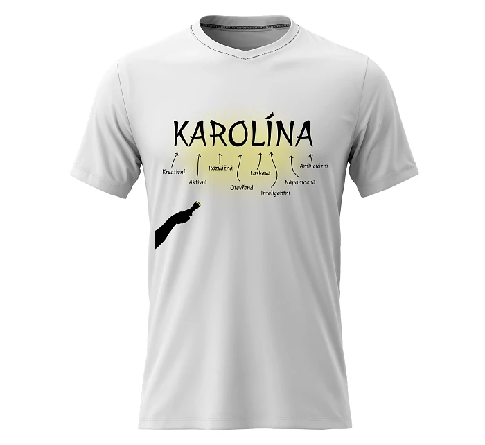 Dámské bavlněné tričko s potiskem - VLASTNOSTI - KAROLÍNA - bílé