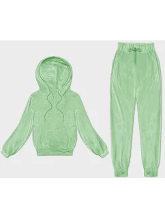 Svetlozelená dámska velúrová súprava s kapucňou (8C1175-127)