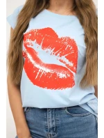 Blúzka s potlačou pier modrá