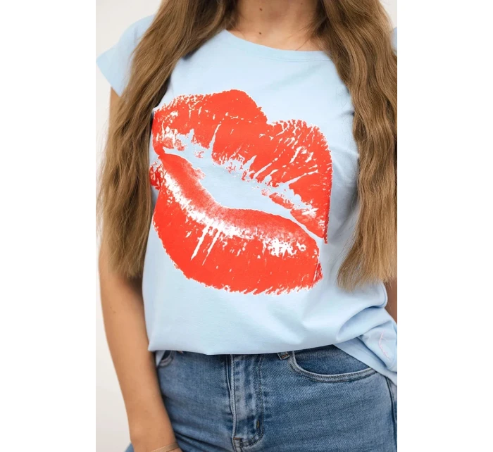 Blúzka s potlačou pier modrá