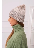Fleecová čiapka Dolores K303 hnedá+svetlo béžová+tmavo béžová