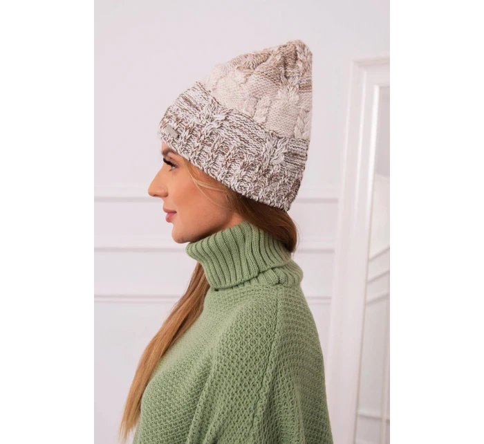 Fleecová čiapka Dolores K303 hnedá+svetlo béžová+tmavo béžová