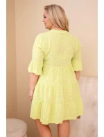 Dámske bavlnené šaty s volánikmi v nadmernej veľkosti svetlozelená