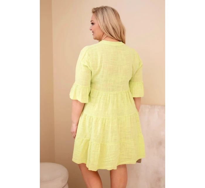 Dámske bavlnené šaty s volánikmi v nadmernej veľkosti svetlozelená