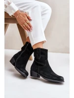 Dámské Zamszové Boty Na Nízkém Podpatku Zateplené  Černé model 21674402 - SERGIO LEONE