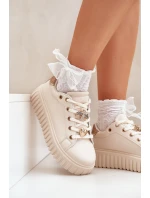 Sneakersy Damskie Z Przypinkami Beżowe Grelesi Sneakersy Damskie Z Przypinkami Beżowe Grelesi