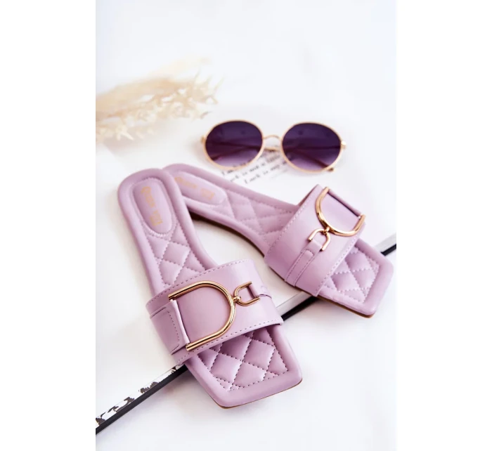 Dámské klasické kožené pantofle s zdobením fialový Shilla