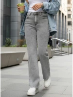 Jeansy damskie z wysokim stanem szare model 22015401 - FashionStreet