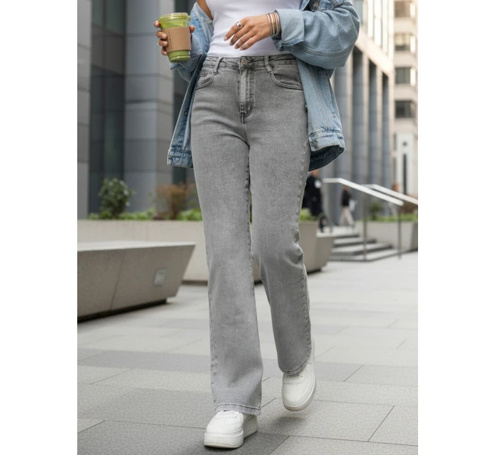 Jeansy damskie z wysokim stanem szare model 22015401 - FashionStreet