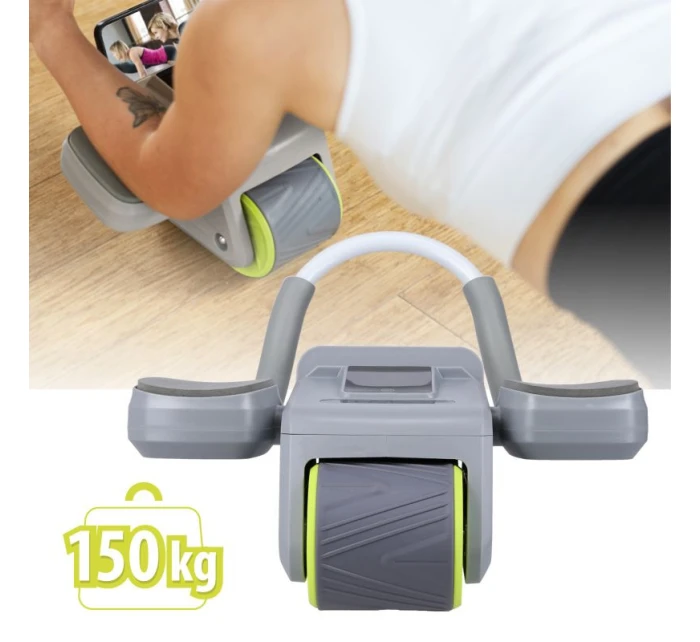 KA08 SIVÁ ABS AUTOMATICKÉ BRUŠNÉ SVALOVÉ CVIČENIE KOLESO S LCD DISPLEJOM A NABÍJANIE HMS