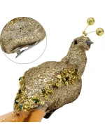 OZDOBNÝ VTÁK NA KLIPE 38CM ZLATÝ