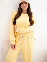 Dámsky maslový set s voľnou mikinou a nohavicami so žltou farbou LOVE