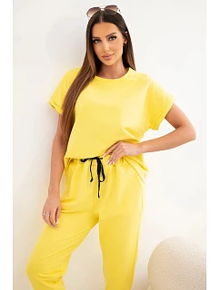 Súprava bavlnená blúzka + nohavice žltá