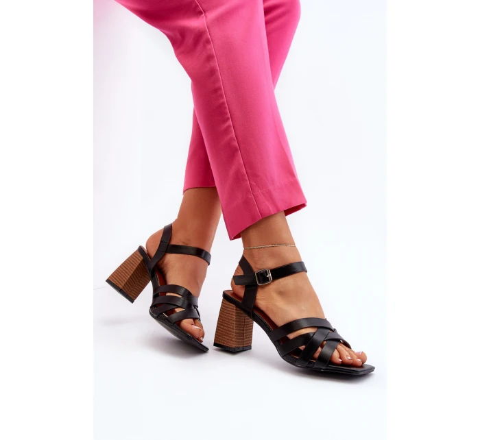 Sandały Damskie Na Słupku Czarne Opifiana Sandały Damskie Na Słupku Czarne Opifiana