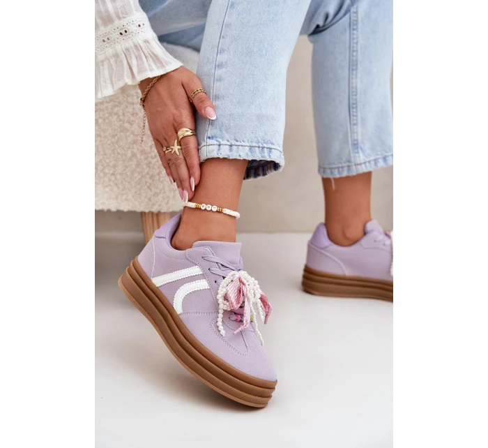 Dámské Tenisky Na Platformě S Ozdobami Fialové model 21688396 - Boto Dámské Tenisky Na Platformě S Ozdobami Fialové model 21688396 - Boto