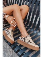 Sneakersy Damskie Na Platformie Panterka Big Star SS274763 Beżowe