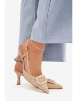 Dámské sandály na podpatku s ozdobným Nude model 22028011 - Boto