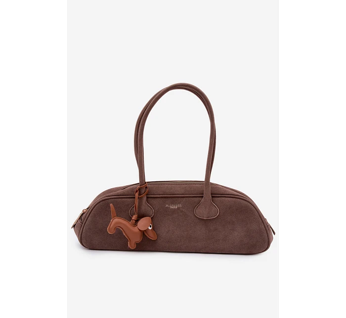 Kabelka Bageta z imitace semiše přívěsek jezevčík tmavě béžová Annette