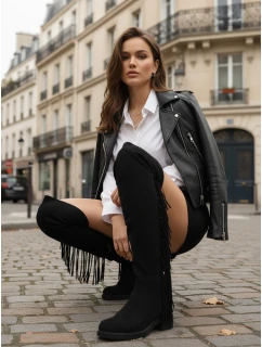 Dámské semišové černé kozačky model 21995713 - Dstreet