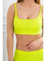 Súprava s blúzkou s rebrovaním žltá neónová