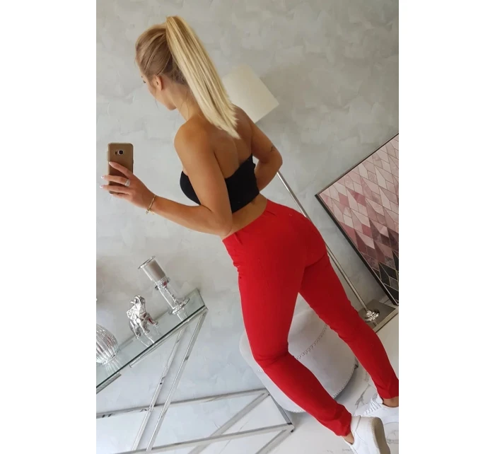 Kalhoty v barvě džínové červené Kalhoty v barvě džínové červené