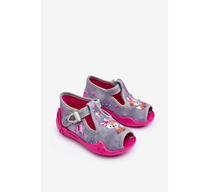 Sandałki Papcie Wiewiórki Befado 213P137 Szaro-Różowe