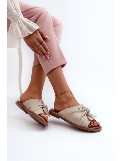 Klapki Damskie Na Płaskim Obcasie Beżowe Nelvira
