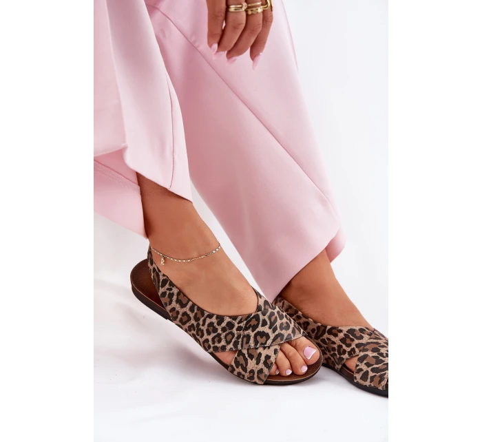 Dámské kožené sandály leopardí hnědé model 21694322 - Zazoo Dámské kožené sandály leopardí hnědé model 21694322 - Zazoo