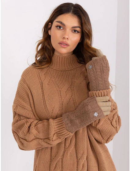 Rękawiczki AT RK model 19328268 ciemny bezowy - FPrice