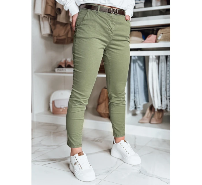 Dámské kalhoty slim fit s páskem khaki Dstreet model 21986468 - FashionStreet Dámské kalhoty slim fit s páskem khaki Dstreet model 21986468 - FashionStreet