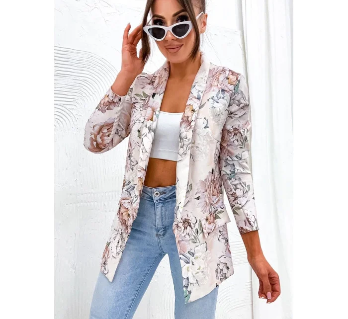 Béžové dámské sako s podšívkou model 20070247 - Moon