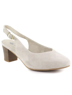 Béžové kožené lodičky s otvorenou špičkou Rieker 44651-60