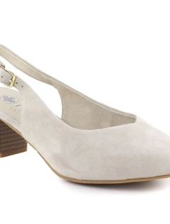 Béžové kožené lodičky s otvorenou špičkou Rieker 44651-60