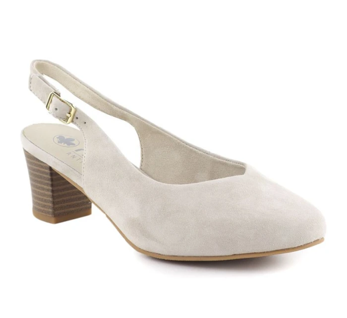 Béžové kožené lodičky s otvorenou špičkou Rieker 44651-60