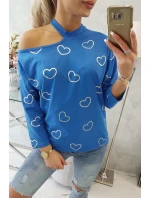 Nevädze modrá blúzka s potlačou srdca