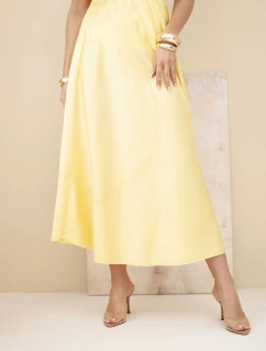 Dámská viskózová rozšířená sukně žlutá