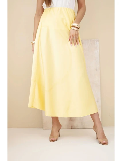 Dámská viskózová rozšířená sukně žlutá