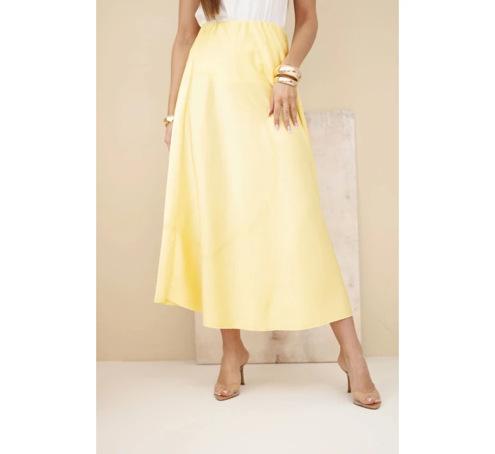 Dámská viskózová rozšířená sukně žlutá