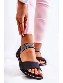 Klasyczne Skórzane Sandały Z Ćwiekami Czarne Shelly