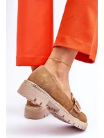 Modne Zamszowe Mokasyny Ciemnobeżowe Eloisa